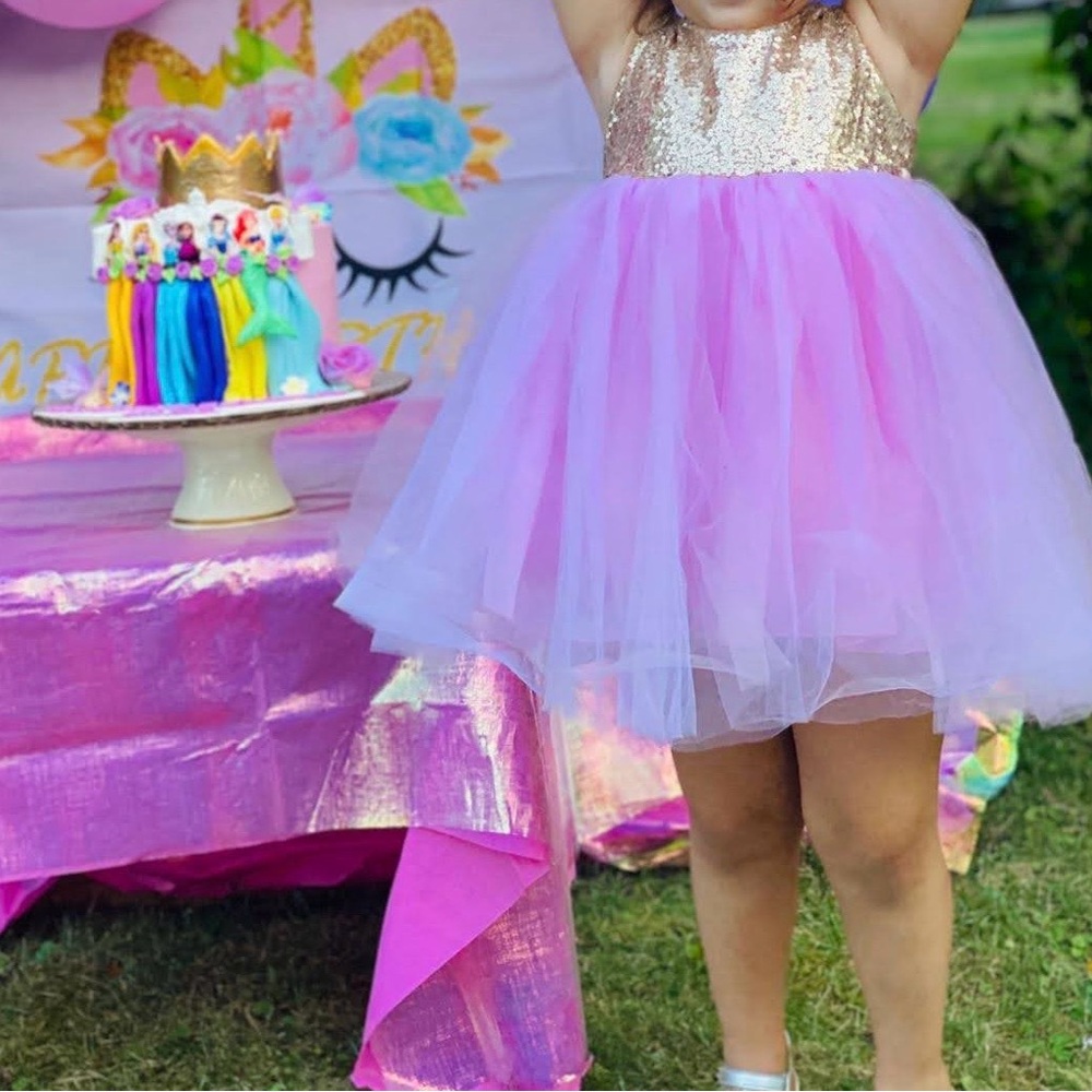 Pink and Gold Kids Dress